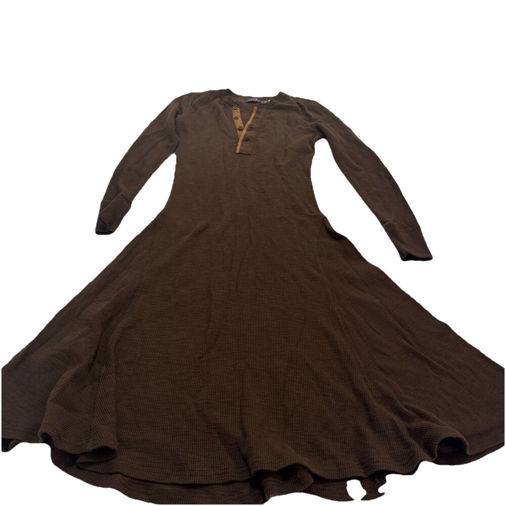 Polo by Ralph Lauren Chocolate Brown Henley Midi Dress
